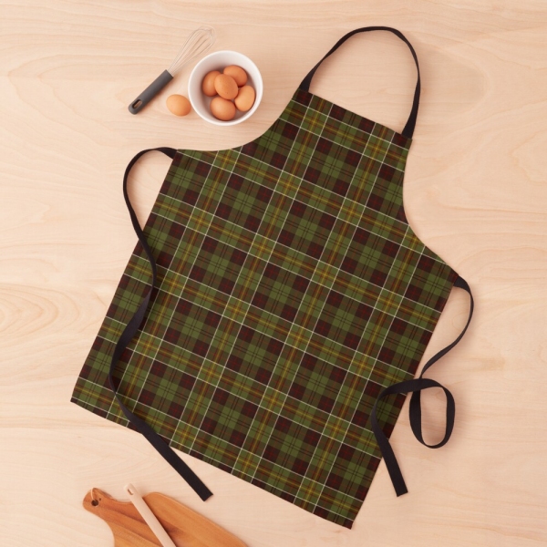 Brown and Moss Green Rustic Plaid Apron