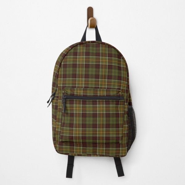 Brown and Moss Green Rustic Plaid Backpack