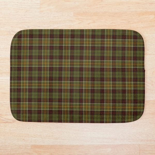 Brown and moss green plaid floor mat