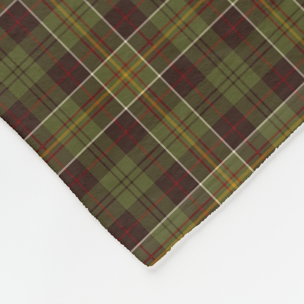 Brown and moss green plaid fleece blanket