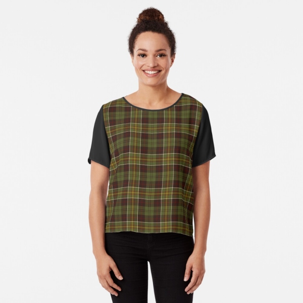 Brown and Moss Green Rustic Plaid Top