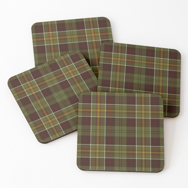 Brown and Moss Green Rustic Plaid Coasters