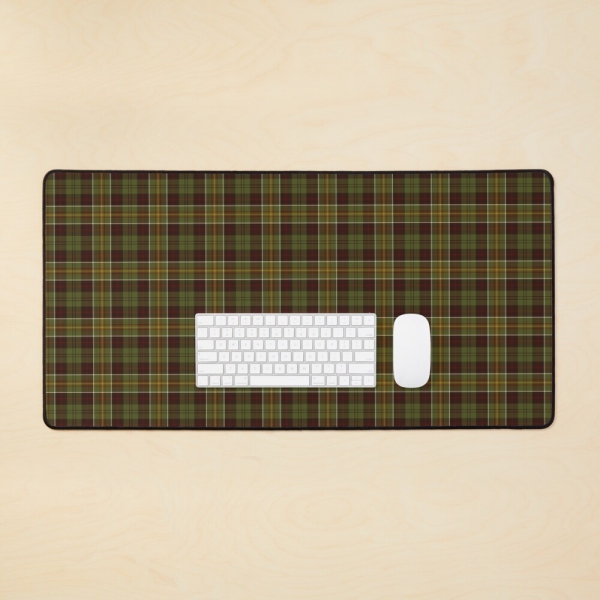 Brown and Moss Green Rustic Plaid Desk Mat
