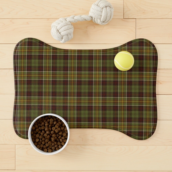 Brown and moss green plaid pet mat