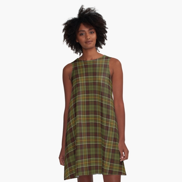 Brown and Moss Green Rustic Plaid Dress