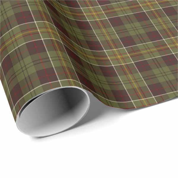 Brown and moss green rustic plaid wrapping paper