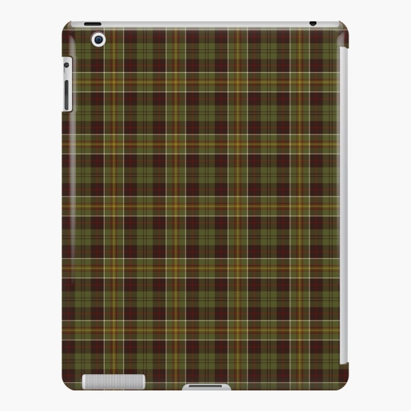 Brown and moss green plaid iPad case