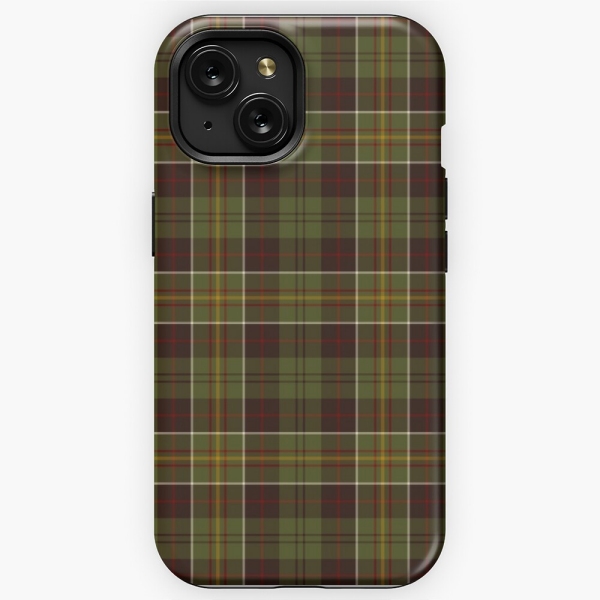 Brown and moss green plaid iPhone case