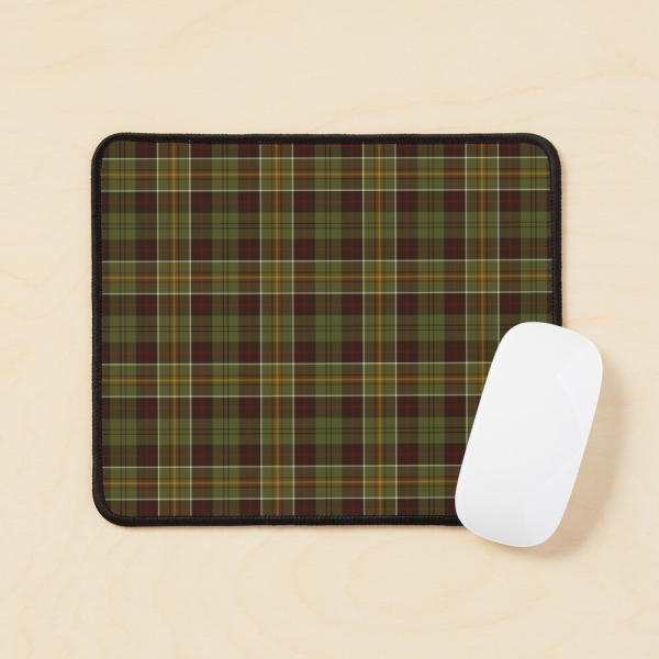 Brown and moss green plaid mouse pad