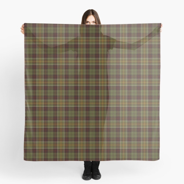 Brown and moss green plaid scarf