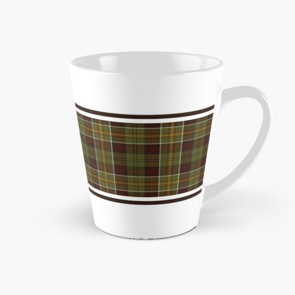 Brown and moss green plaid tall mug