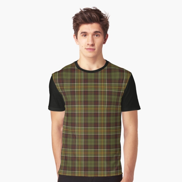 Brown and moss green plaid tee shirt