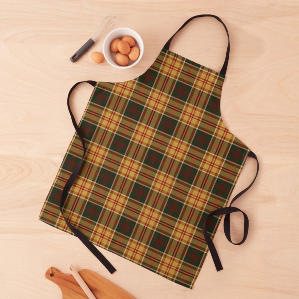 Gold and Dark Green Rustic Plaid Apron