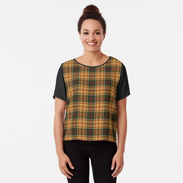 Gold and Dark Green Rustic Plaid Top