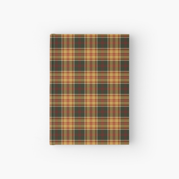 Gold and dark green rustic plaid hardcover journal