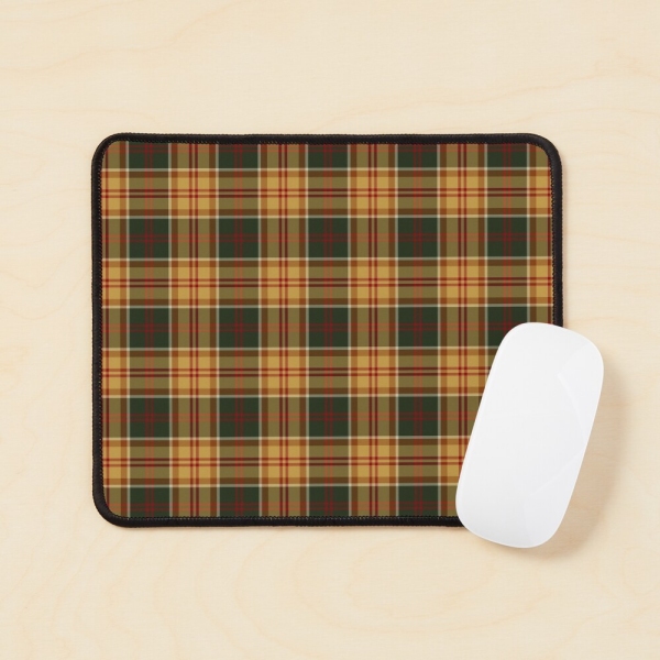 Gold and dark green rustic plaid mouse pad