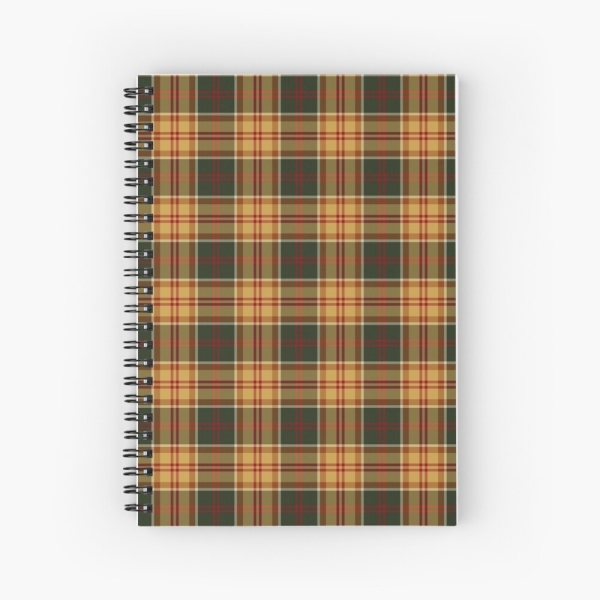 Gold and dark green rustic plaid spiral notebook