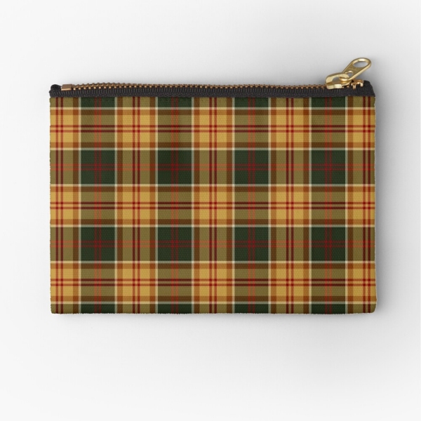 Gold and dark green rustic plaid accessory bag
