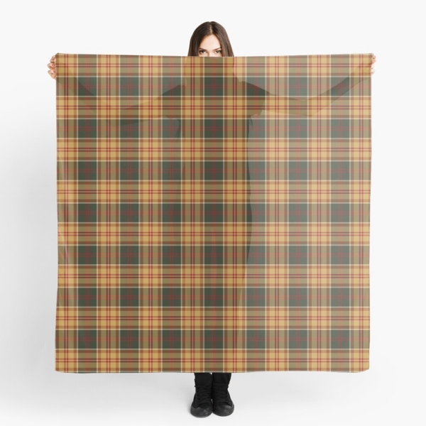 Gold and dark green rustic plaid scarf