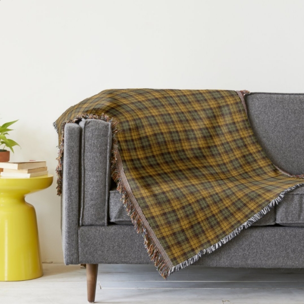 Gold and Moss Green Plaid Blanket