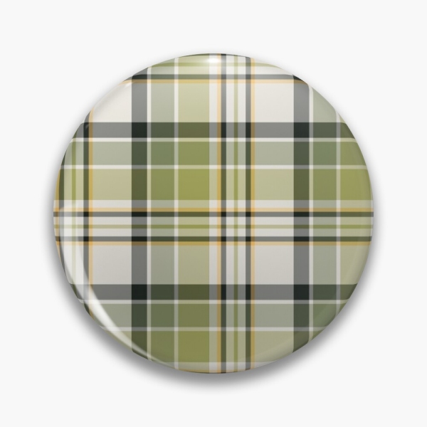 Light green and navy blue rustic plaid pinback button