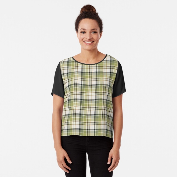 Light Green and Navy Blue Rustic Plaid Top