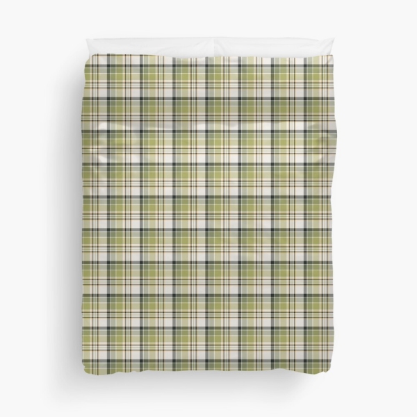 Light green and navy blue rustic plaid duvet cover