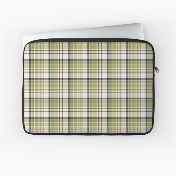 Light Green and Navy Blue Rustic Plaid Laptop Case