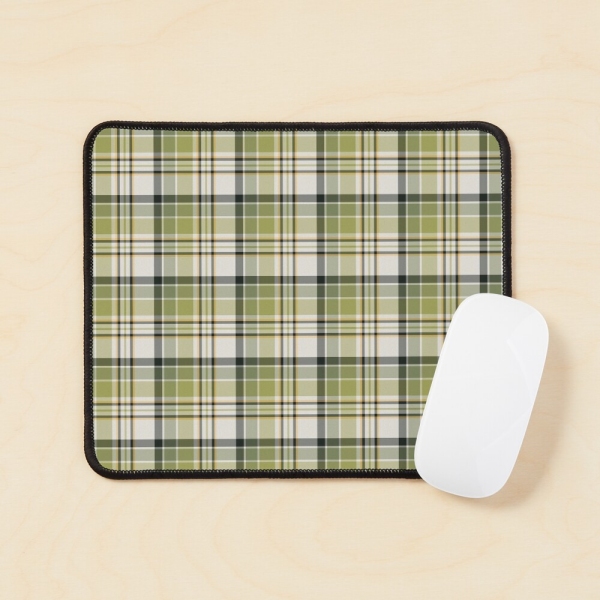 Light green and navy blue rustic plaid mouse pad