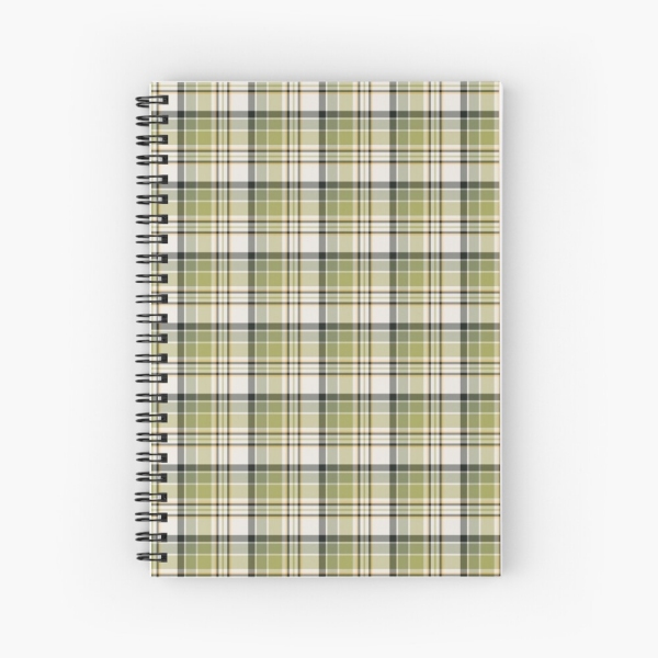 Light green and navy blue rustic plaid spiral notebook