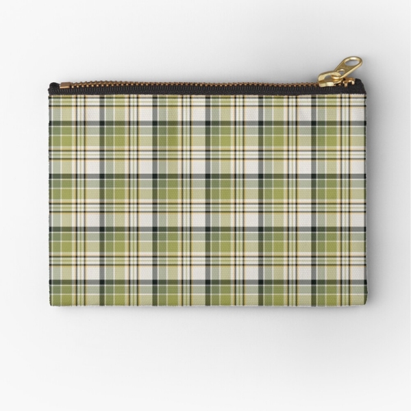 Light green and navy blue rustic plaid accessory bag