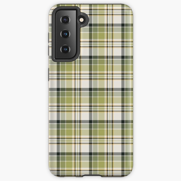 Light green and navy blue rustic plaid Samsung Galaxy case