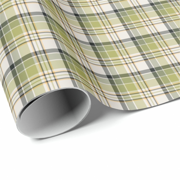 Light Green and Navy Blue Rustic Plaid Wrapping Paper