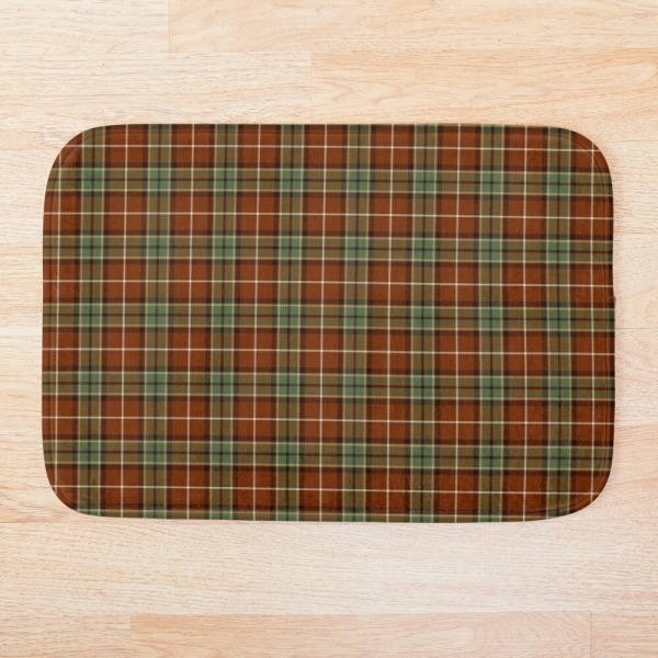 Muted red and green rustic plaid floor mat