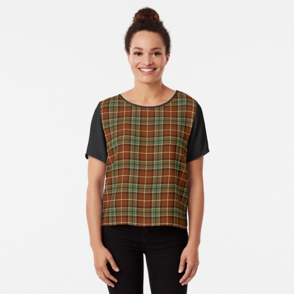 Muted Red and Green Rustic Plaid Top