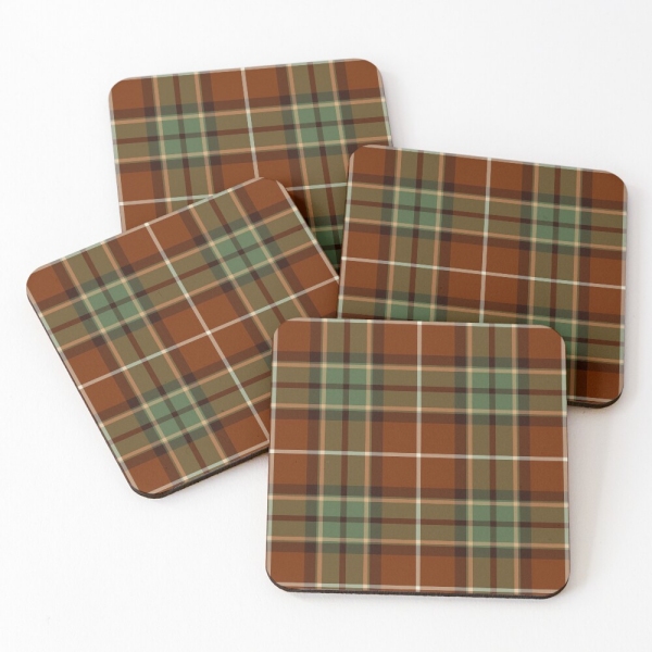 Muted Red and Green Rustic Plaid Coasters