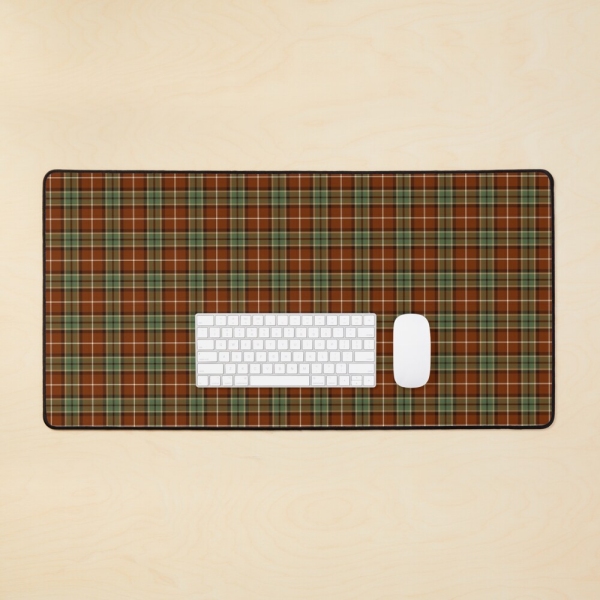 Muted Red and Green Rustic Plaid Desk Mat