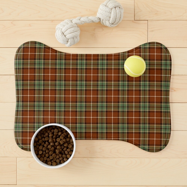 Muted red and green rustic plaid pet mat