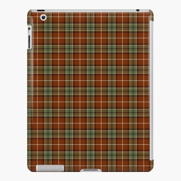 Muted red and green rustic plaid iPad case