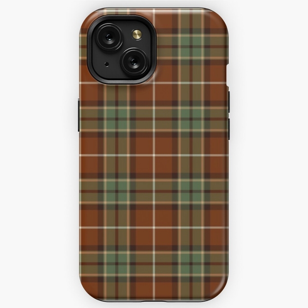 Muted red and green rustic plaid iPhone case