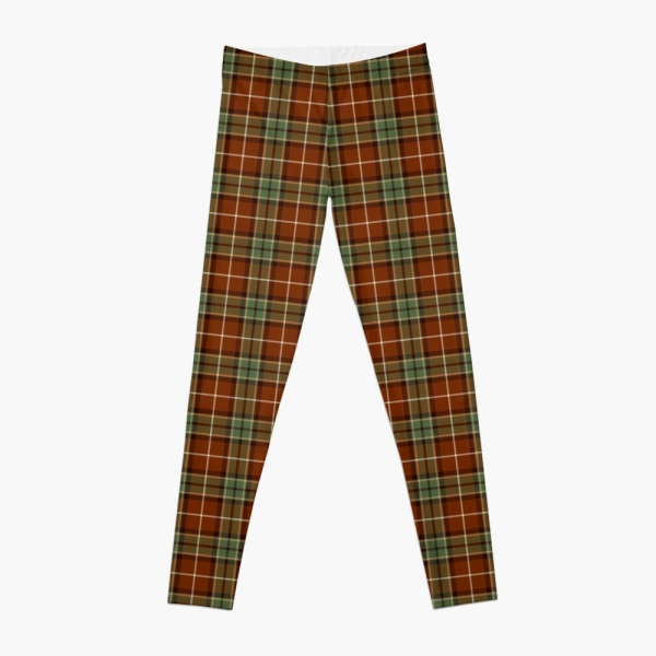 Muted red and green rustic plaid leggings