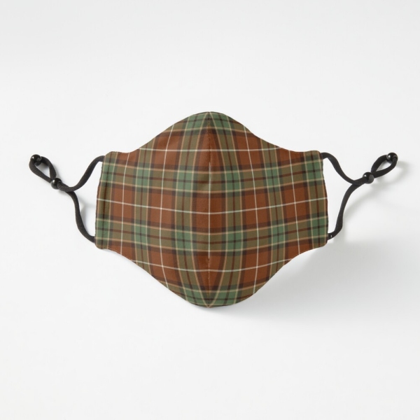 Muted red and green rustic plaid fitted face mask