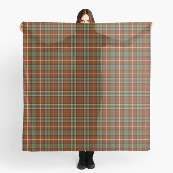 Muted red and green rustic plaid scarf