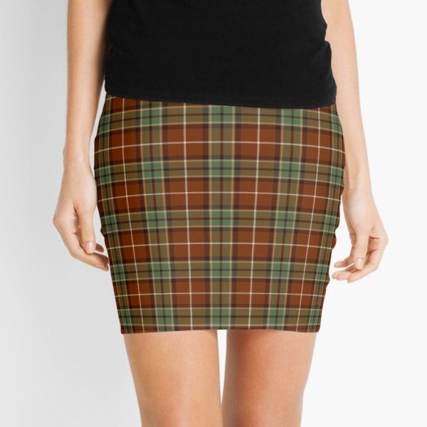 Muted red and green rustic plaid mini skirt