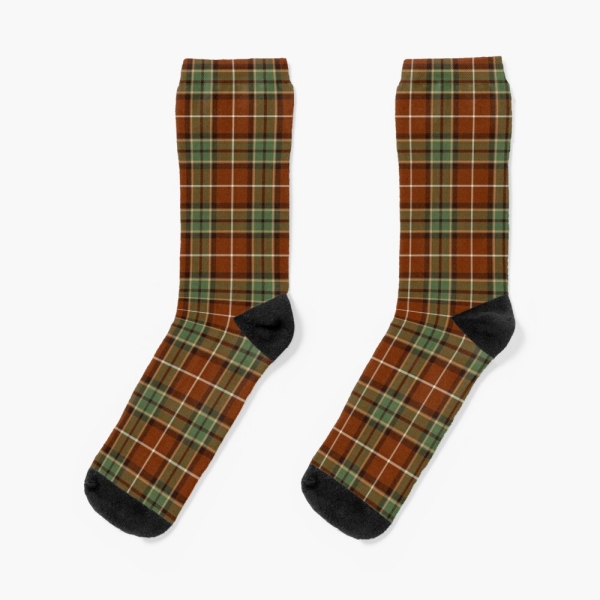 Muted Red and Green Rustic Plaid Socks