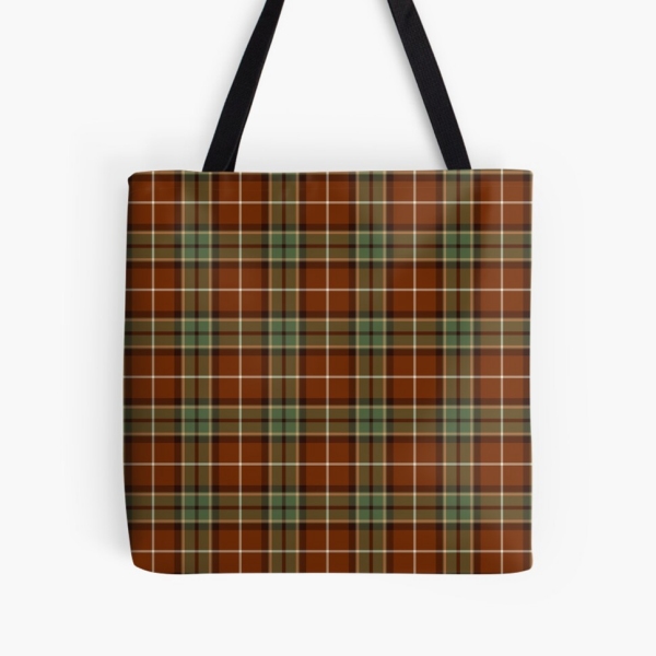 Muted red and green rustic plaid tote bag