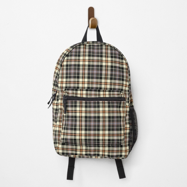 Navy blue and cream rustic plaid backpack