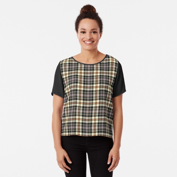 Navy Blue and Cream Rustic Plaid Top