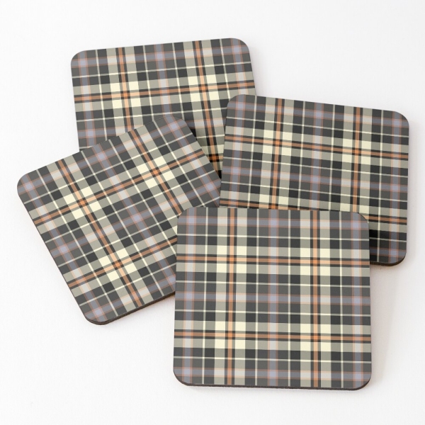 Navy blue and cream rustic plaid beverage coasters