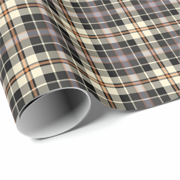 Navy Blue and Cream Rustic Plaid Wrapping Paper